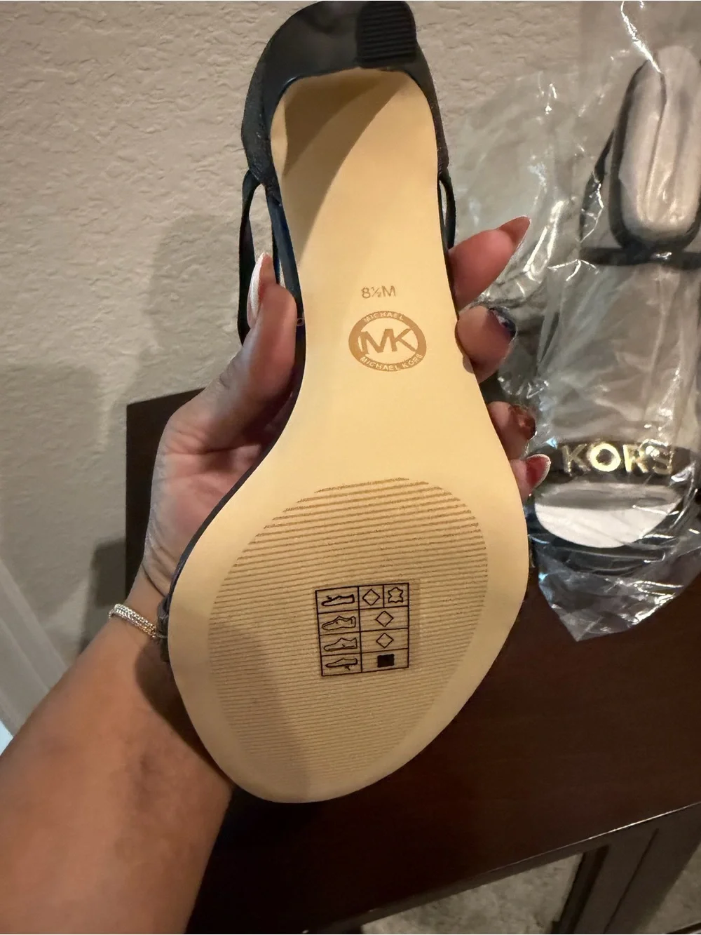 Michael Kors Black and Brown Logo Strap Heels